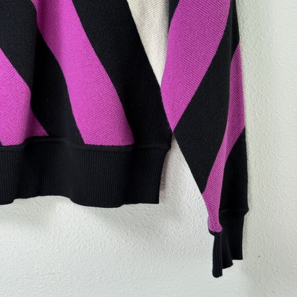 Per Se by Carlisle Striped Turtleneck Sweater Size S Purple Black Silk Blend - Picture 3 of 11